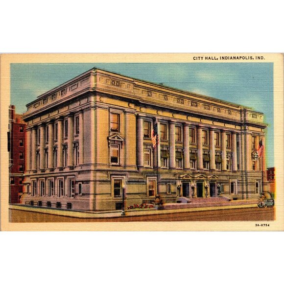 City Hall Indianapolis Indiana Linen Unposted PC333 - Picture 1 of 2